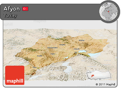 Satellite Panoramic Map of Afyon, lighten