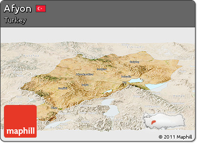 Satellite Panoramic Map of Afyon, lighten