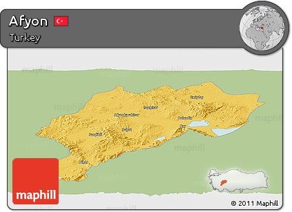 Savanna Style Panoramic Map of Afyon, single color outside