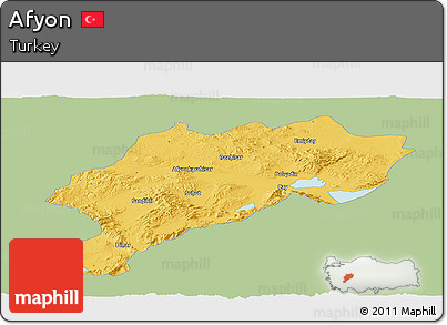 Savanna Style Panoramic Map of Afyon, single color outside