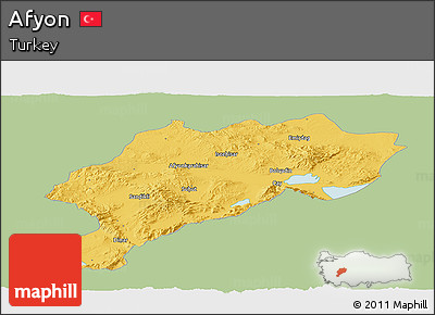 Savanna Style Panoramic Map of Afyon, single color outside