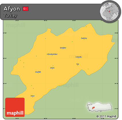 Savanna Style Simple Map of Afyon, single color outside
