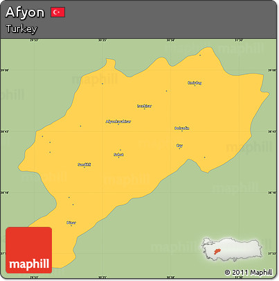 Savanna Style Simple Map of Afyon, single color outside