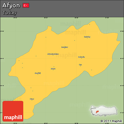 Savanna Style Simple Map of Afyon, single color outside