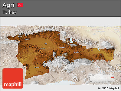 Physical 3D Map of Agri, lighten