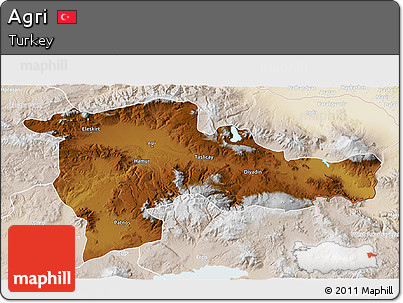 Physical 3D Map of Agri, lighten