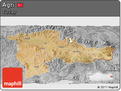 Satellite 3D Map of Agri, desaturated