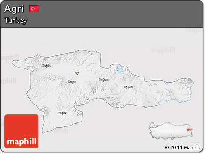 Silver Style 3D Map of Agri, single color outside