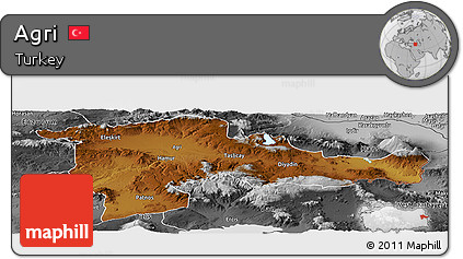 Physical Panoramic Map of Agri, desaturated