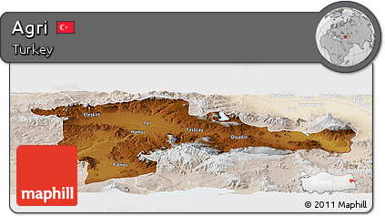 Physical Panoramic Map of Agri, lighten