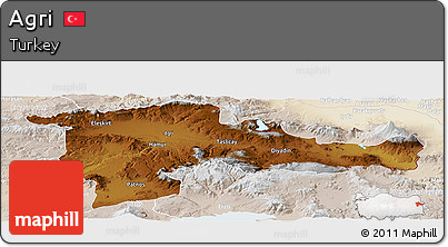 Physical Panoramic Map of Agri, lighten