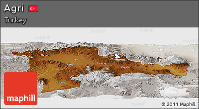 Physical Panoramic Map of Agri, lighten, semi-desaturated