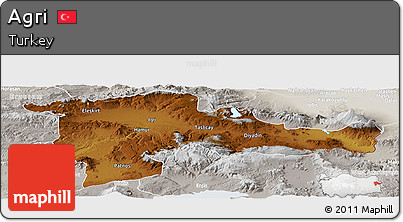 Physical Panoramic Map of Agri, lighten, semi-desaturated