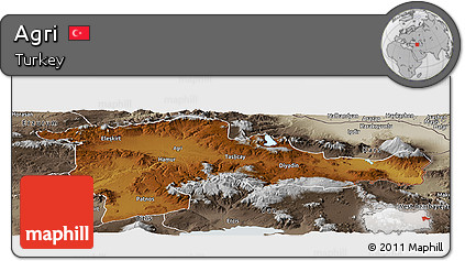 Physical Panoramic Map of Agri, semi-desaturated