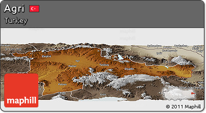 Physical Panoramic Map of Agri, semi-desaturated