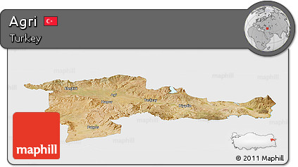 Satellite Panoramic Map of Agri, single color outside