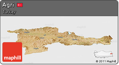 Satellite Panoramic Map of Agri, single color outside