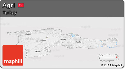 Silver Style Panoramic Map of Agri, single color outside