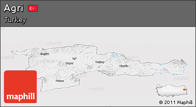 Silver Style Panoramic Map of Agri, single color outside