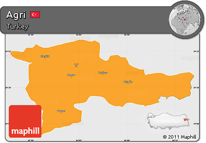Political Simple Map of Agri, single color outside