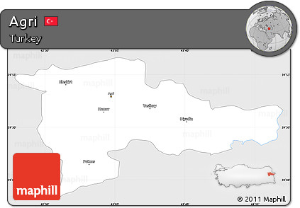 Silver Style Simple Map of Agri, single color outside