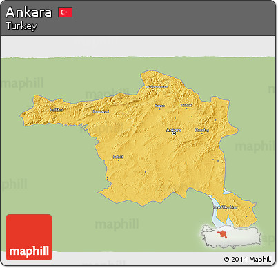 Savanna Style 3D Map of Ankara, single color outside