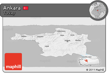 Gray Panoramic Map of Ankara, single color outside