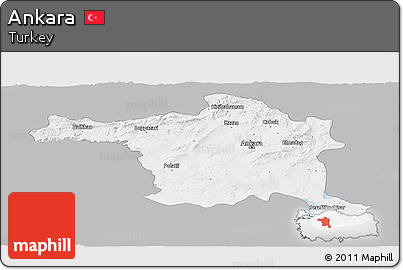 Gray Panoramic Map of Ankara, single color outside