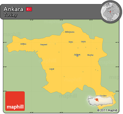 Savanna Style Simple Map of Ankara, single color outside
