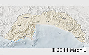 Shaded Relief 3D Map of Antalya, lighten, semi-desaturated