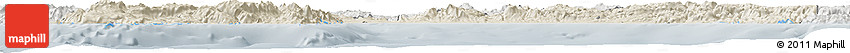 Shaded Relief Horizon Map of Antalya, lighten, semi-desaturated
