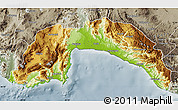 Physical Map of Antalya, semi-desaturated