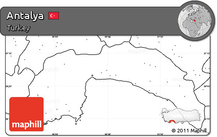 Blank Simple Map of Antalya, no labels
