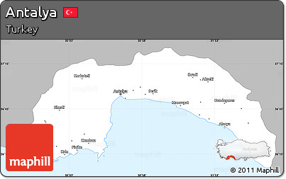 Gray Simple Map of Antalya, single color outside