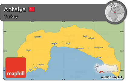 Savanna Style Simple Map of Antalya, single color outside