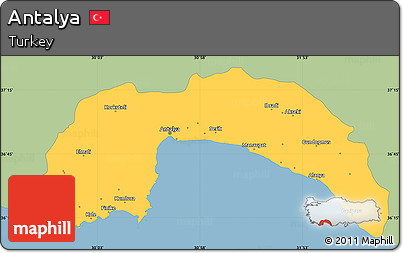 Savanna Style Simple Map of Antalya, single color outside