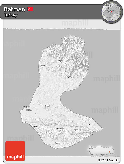Gray 3D Map of Batman, single color outside