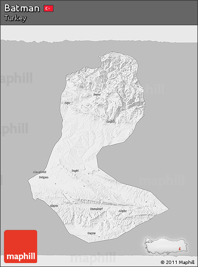 Gray 3D Map of Batman, single color outside