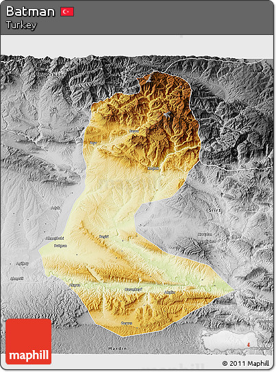 Physical 3D Map of Batman, desaturated
