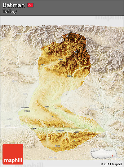 Physical 3D Map of Batman, lighten