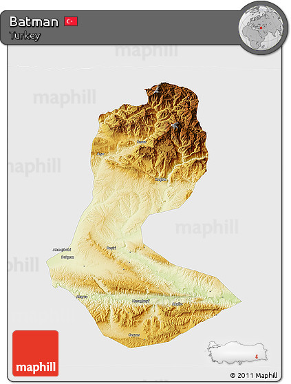 Physical 3D Map of Batman, single color outside