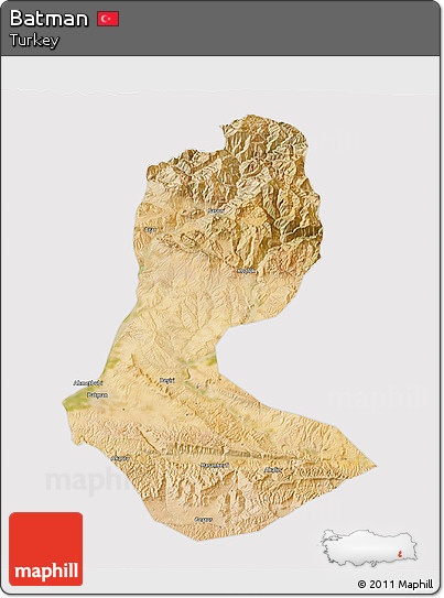 Satellite 3D Map of Batman, cropped outside