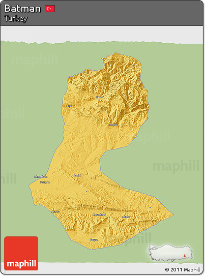 Savanna Style 3D Map of Batman, single color outside