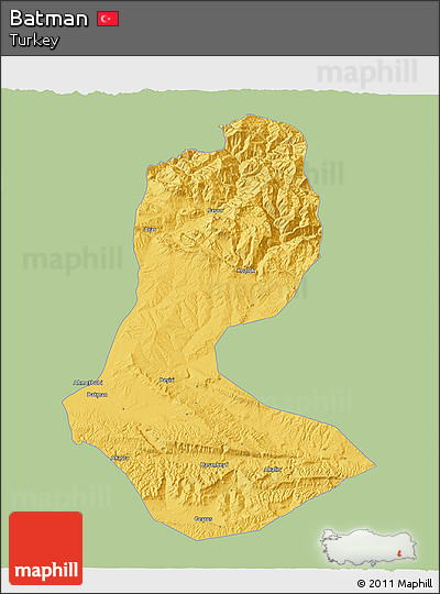 Savanna Style 3D Map of Batman, single color outside