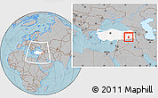 Gray Location Map of Batman, highlighted country, within the entire country, hill shading