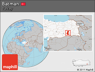 Gray Location Map of Batman, highlighted country