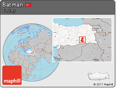Gray Location Map of Batman, highlighted country