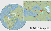 Savanna Style Location Map of Batman, within the entire country, hill shading