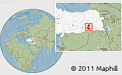 Savanna Style Location Map of Batman, highlighted country, hill shading