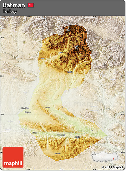 Physical Map of Batman, lighten